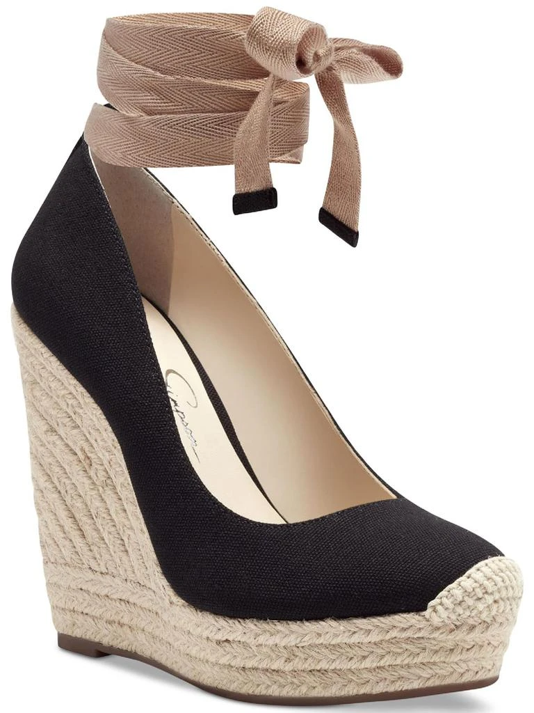 Jessica Simpson Zexie Womens Canvas Wrap Wedge Heels 5