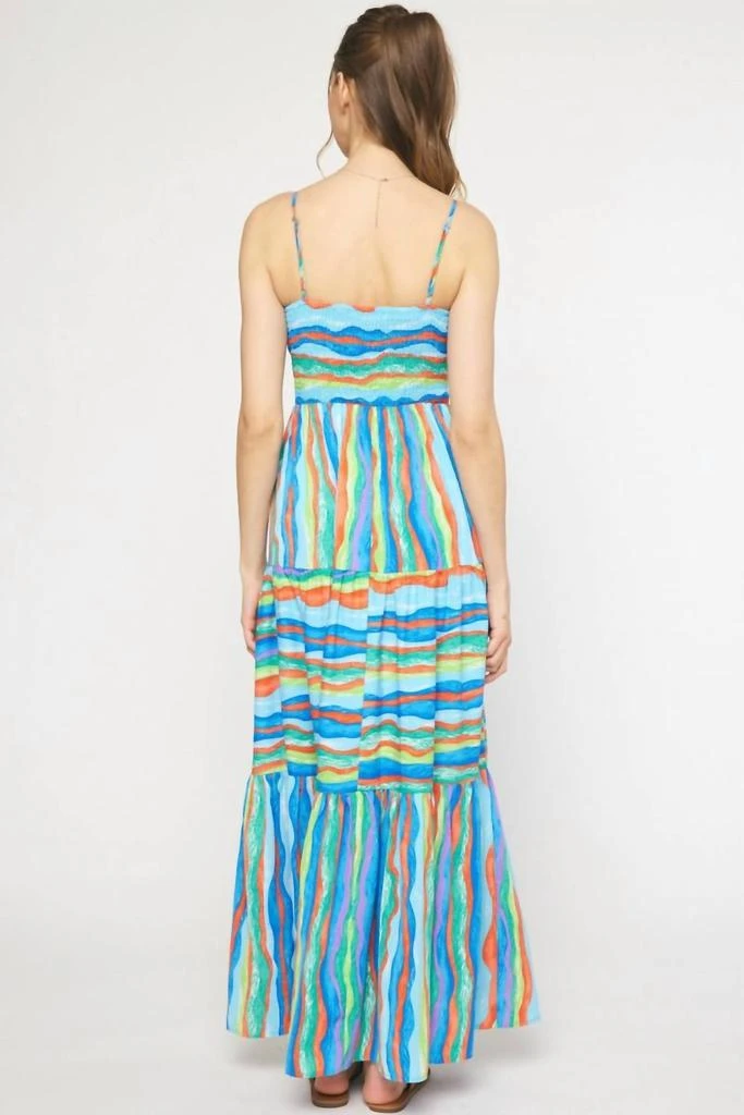 entro Stripe Maxi Dress In Blue/green 4