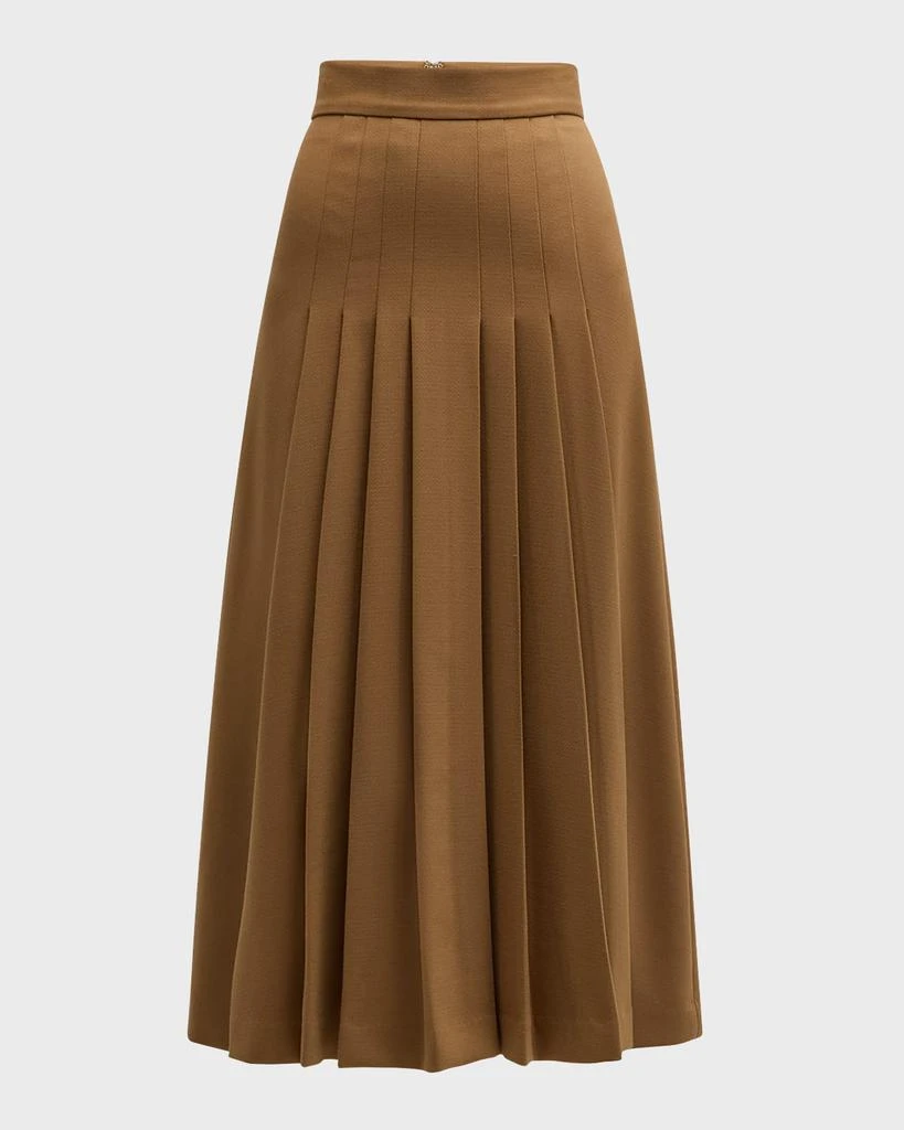 Sergio Hudson Pleated Wool Midi Skirt 1