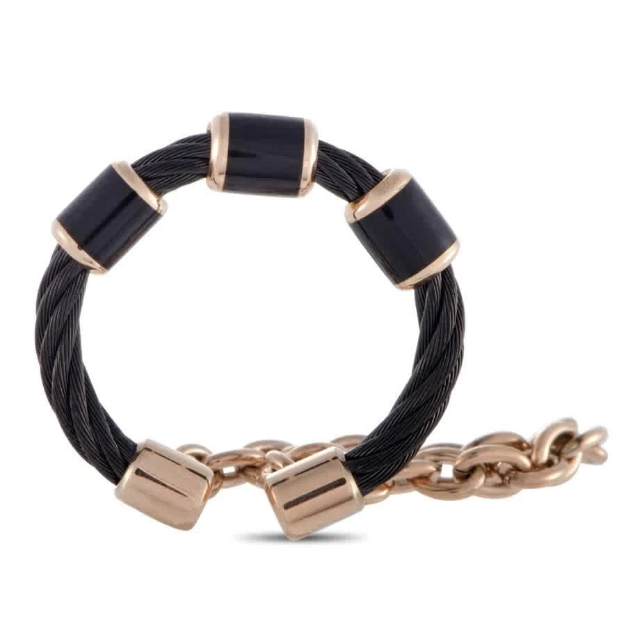 Charriol St. Tropez Stainless Steel Pink and Black PVD Cable and Chain Band Ring 1