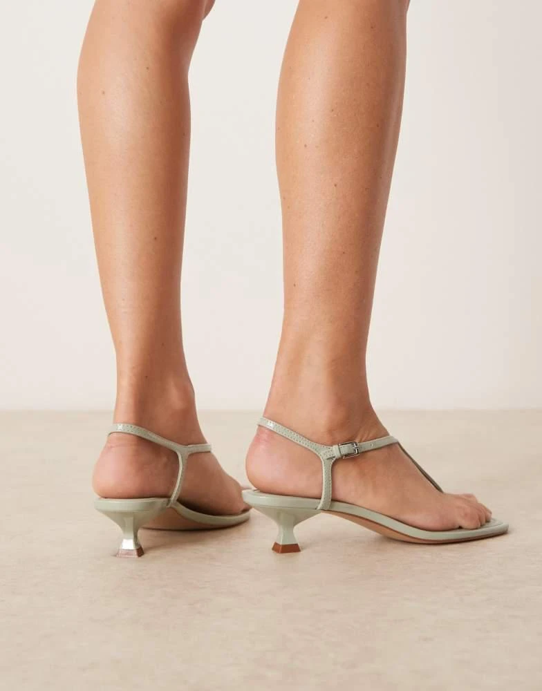 Mango Mango kitten heel ankle strap sandle in sage green 3