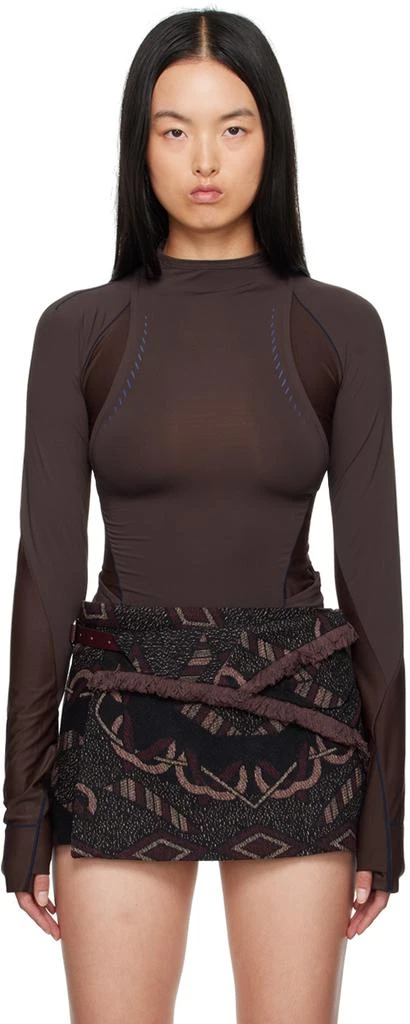 Hyein Seo Brown Track Long Sleeve T-Shirt 1