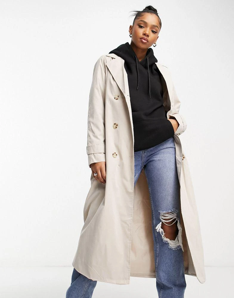 JDY JDY oversized trench coat in stone 2