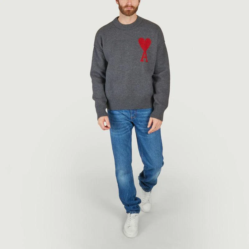 AMI Paris Pullover ADC  Heather grey Red AMI PARIS 4