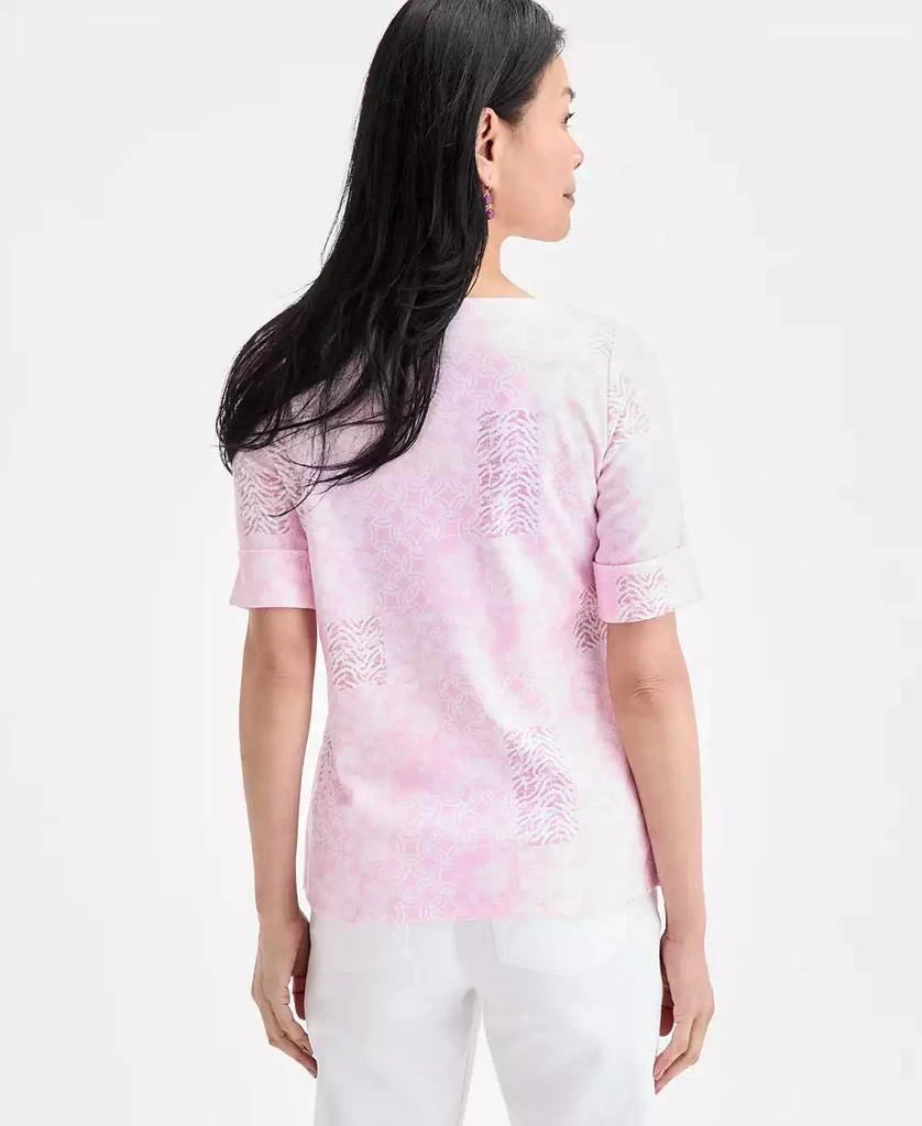 Style 
Co Petite Elbow-Sleeve Patchwork Top, Exclusively at Macy
s 2