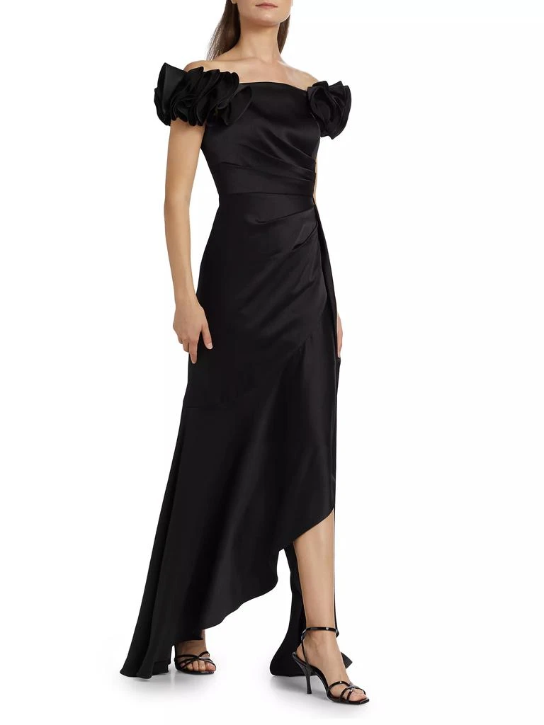 Teri Jon Satin Draped Off-The-Shoulder Gown 2