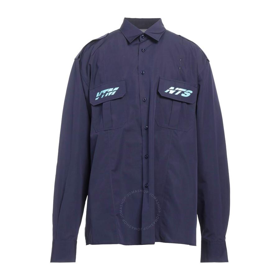 VTMNTS Men's Navy Blue Military-Style Police Shirt