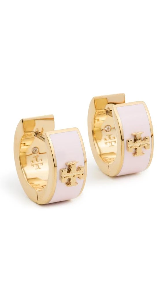 Tory Burch Tory Burch Women
s Kira Huggie Earrings, Tory Gold/Pink Snow, One Size