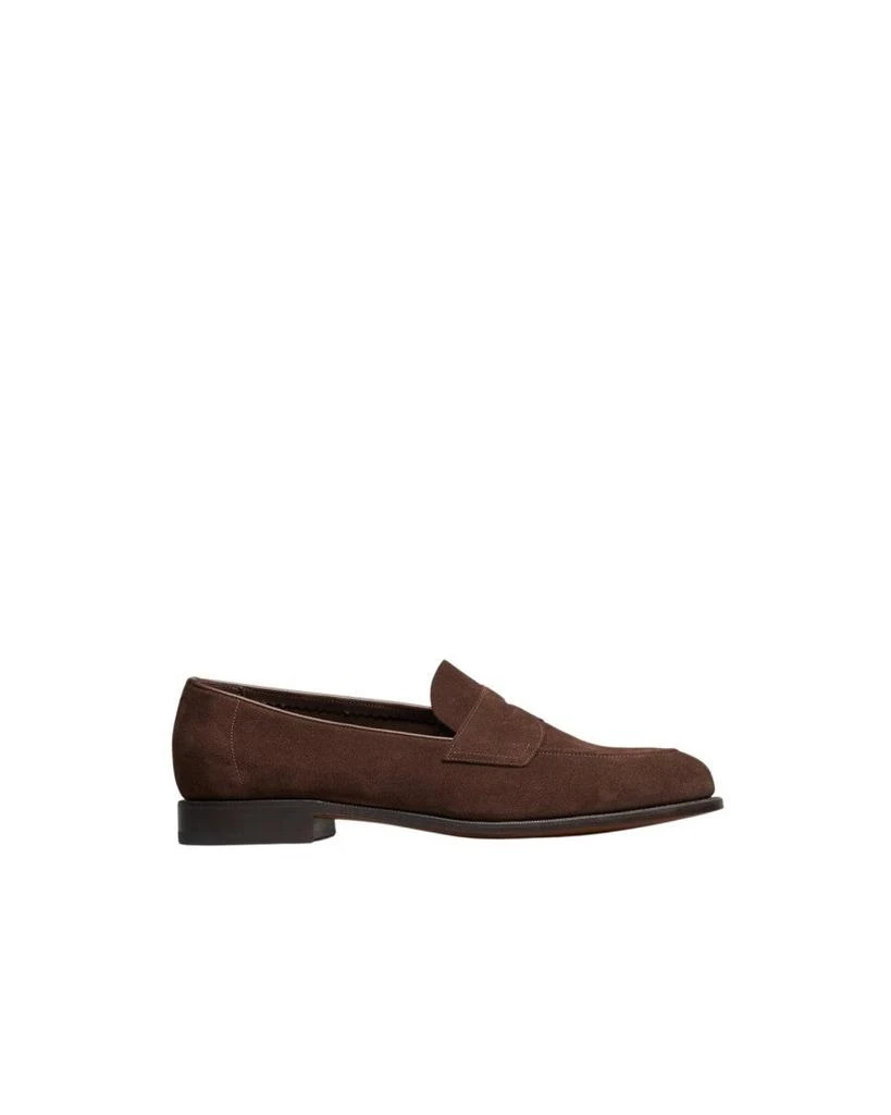 Edward Green Hand-Stitched Brown Suede College Loafer 1