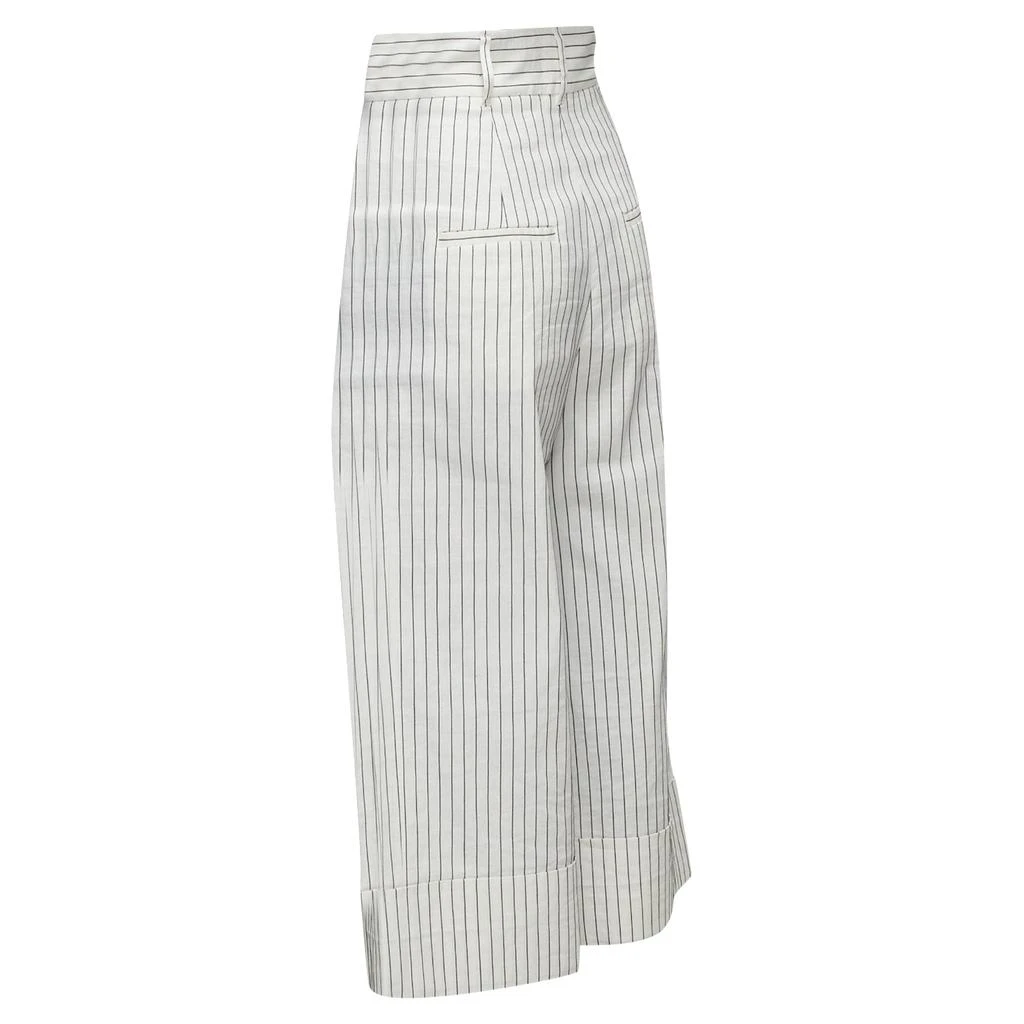Tibi pinstriped linen pleated wide leg cropped pants 6