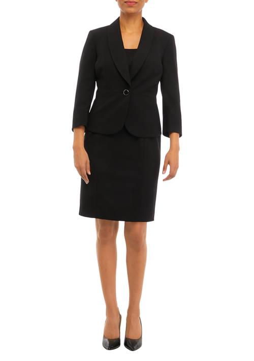 Le Suit Suit Womens Bi Stretch Shawl Collar Jacket And Sheath Dress Set