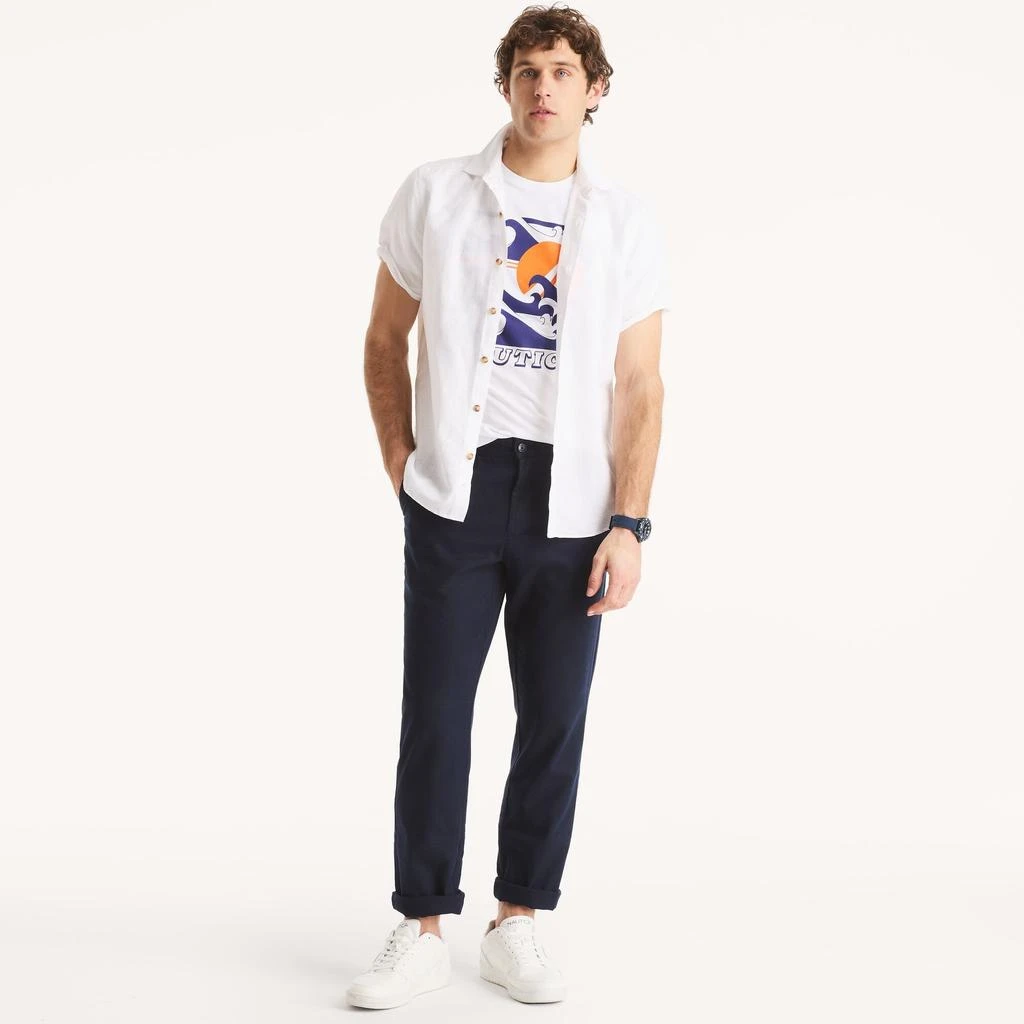 Nautica Mens Flat-Front Linen Deck Pant 1