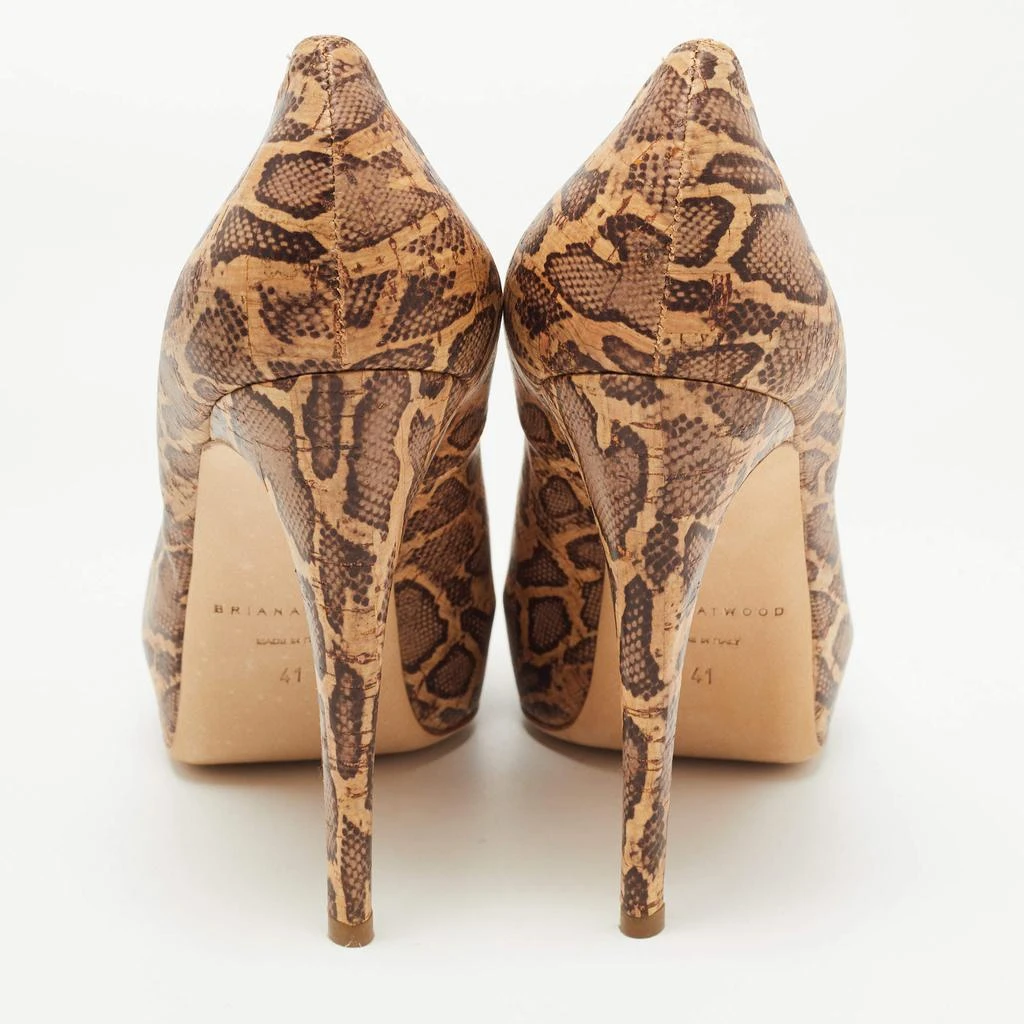 Brian Atwood Brian Atwood Brown/Beige Cork Print Platform Pumps Size 41 5