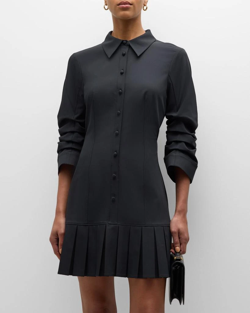 Cinq a Sept Lucilla Topstitched Pleated-Hem Mini Shirtdress 3