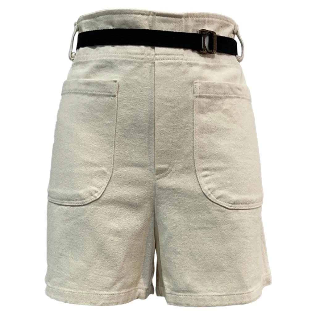 The Frankie Shop Belted Shorts in Cream Cotton Denim 1