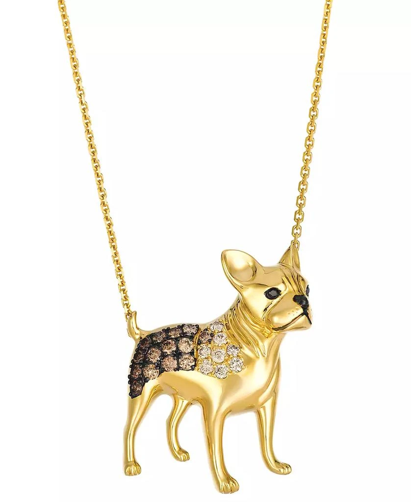 Le Vian Chocolate Ombre Diamond (0.42 ct. t.w.) & Blackberry Diamond (0.01 ct. t.w.) French Bulldog Necklace in 14k Honey Gold