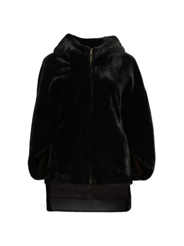 BELLE FARE Reversible Faux-Mink Hooded Cape Jacket 4