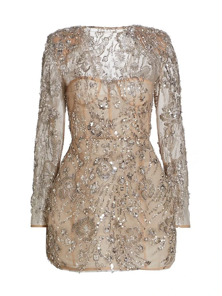 Bronx and Banco Women's Venetian Sequin-Embellished Minidress - Silver - Size Large Bronx and Banco Women's Venetian Sequin-Embellished Minidress - Silver - Size Large