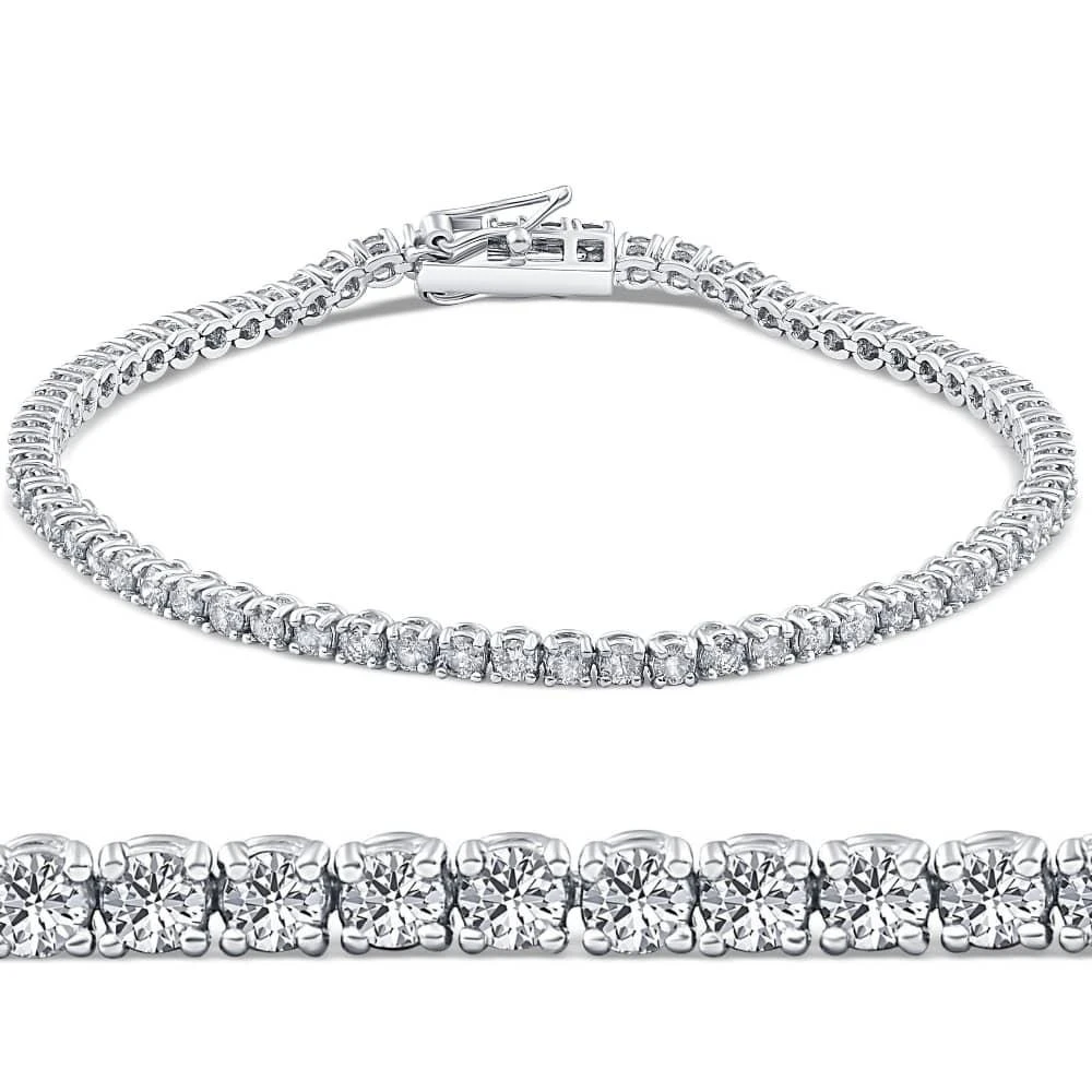Pompeii3 3ct Diamond Tennis Bracelet 14K White Gold Round Brilliant Cut 7 Inches