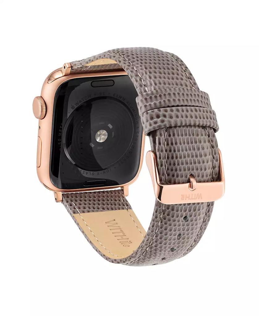 WITHit Taupe Genuine Lizard Grain Leather Band designed for Apple Watch® 42mm (Series 1-3 only) & 44/45/46/49mm (Ultra & Ultra 2)