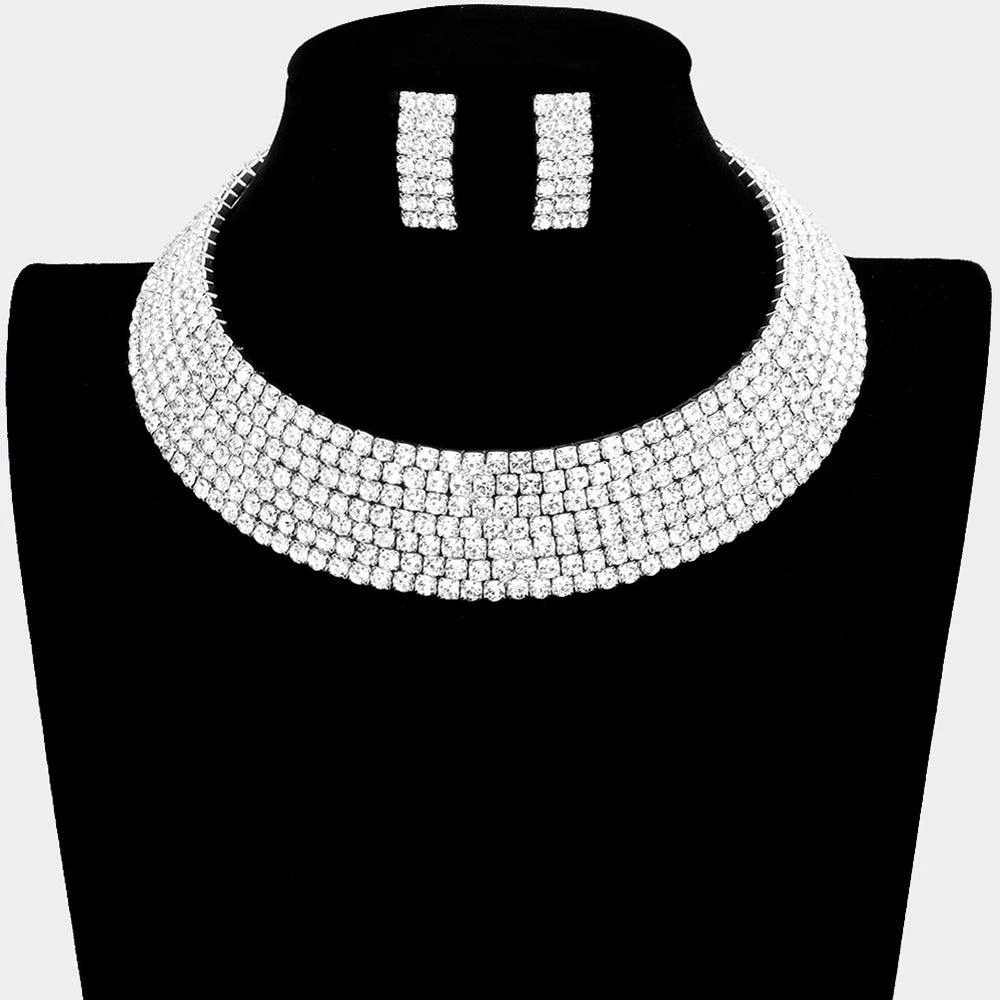 FASHNZFAB Rhinestone Pave Evening Choker