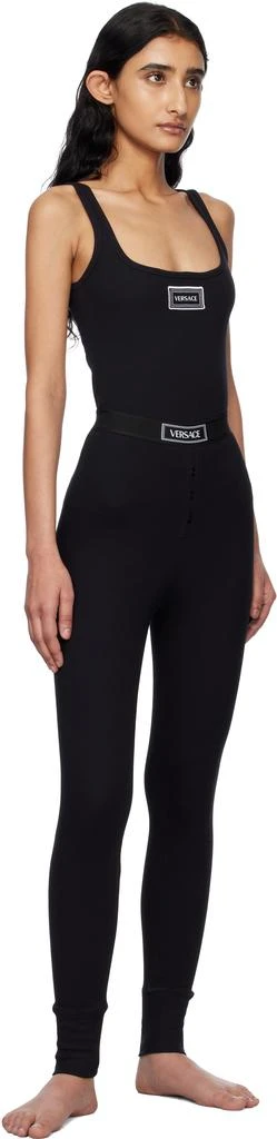 Versace Black 90s Vintage Logo Ribbed Leggings 4