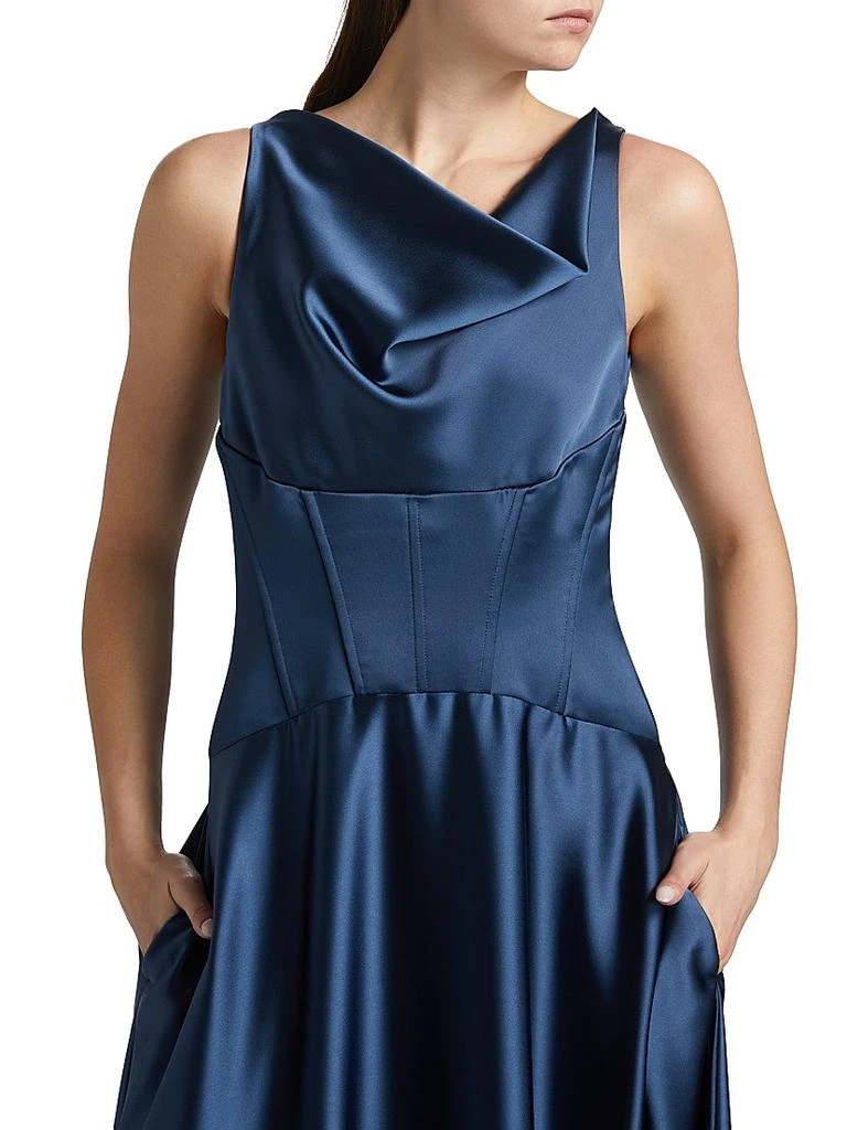 Amsale Satin Cowl Neck Gown 6