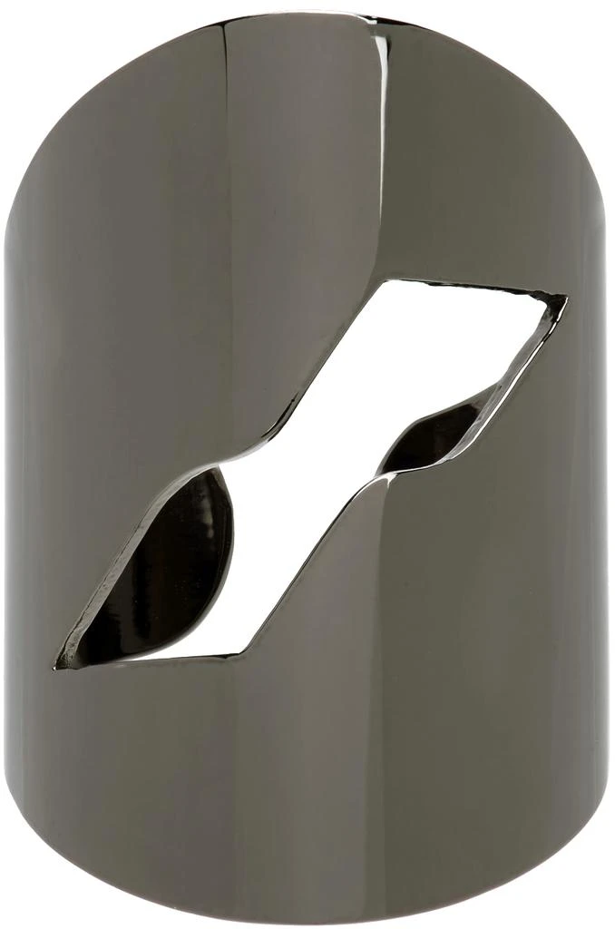 We11done Gunmetal Logo Motif Ring 1