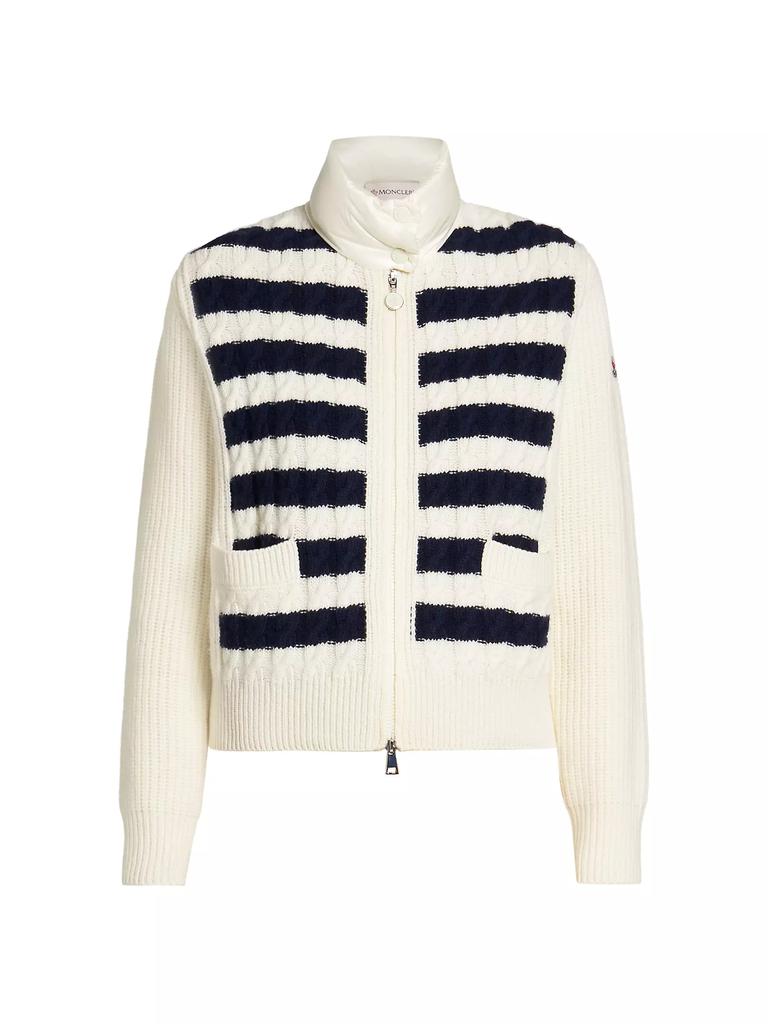 Moncler Striped Down Puffer Cardigan