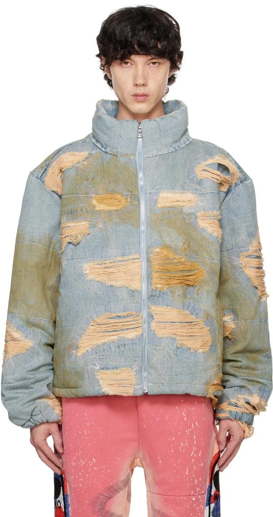 Who Decides War Blue Vintage Bomber Denim Jacket 1