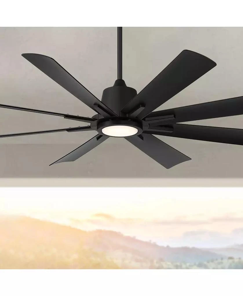 Casa Vieja 54" Inspirit Modern Indoor Outdoor Ceiling Fan 8 Blade LED Light Remote Control Matte Black Finish Bedroom Damp Rated 4