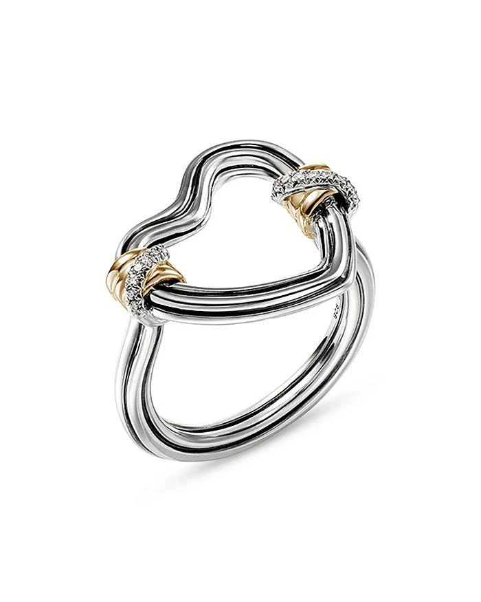 John Hardy Sterling Silver & 14K Yellow Gold Bamboo Diamond Heart Ring 1