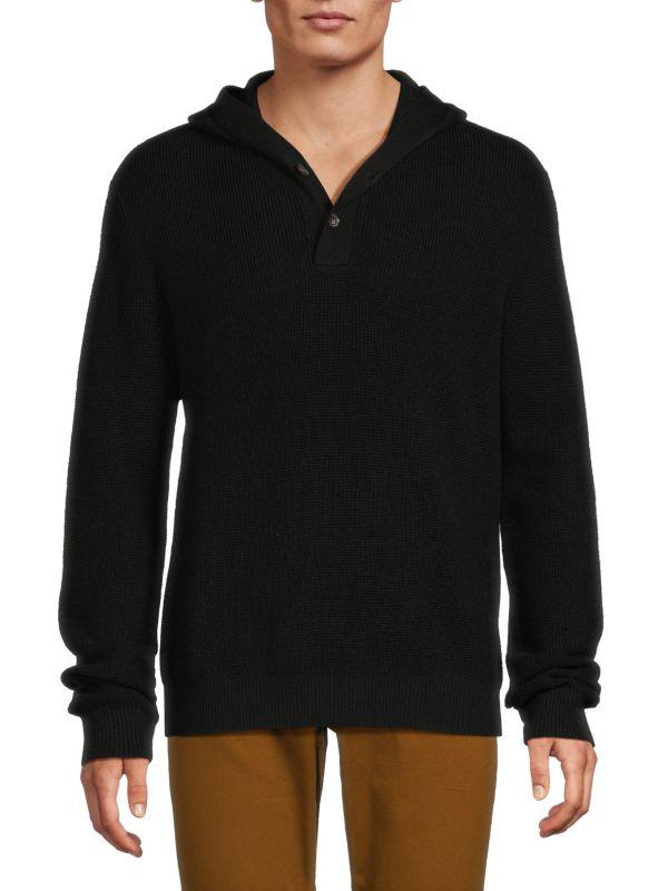 Bruno Magli Merino Wool Knit Henley Hoodie