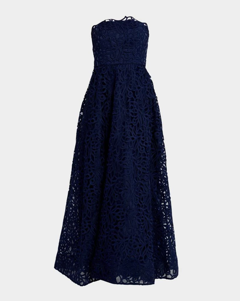 blue dress for baby girl Nonchalant Strapless Lace Midi Dress Blue
