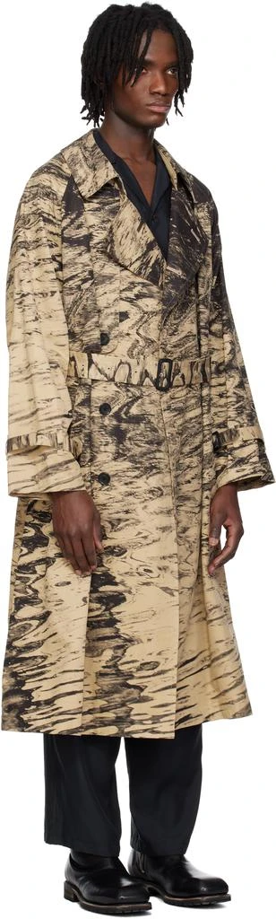 YOKE Beige Photo Printed Finx Trench Coat 2
