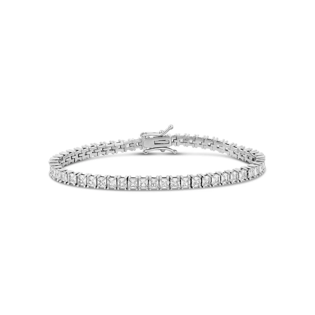 SHYMI Large Square Prong- Set Tennis Bracelet — 18k Gold-Filled, Rhodium-Plated, Cubic Zirconia, Size 7, Day to Night