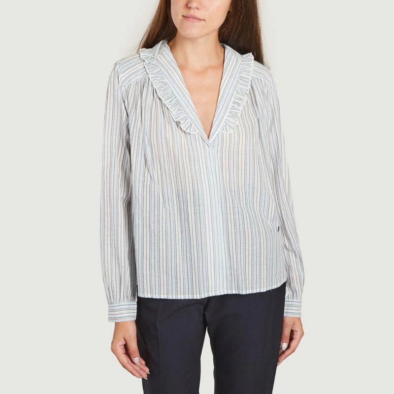 Leon - Harper Striped Cuckoo Blouse  Blue  LEON - HARPER 1