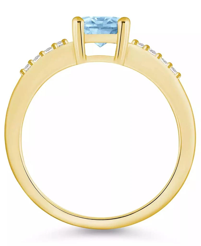 Macy
s Aquamarine and Diamond Ring (1- 1/7 ct.t.w and 1/8 ct.t.w) 14K Yellow Gold 3