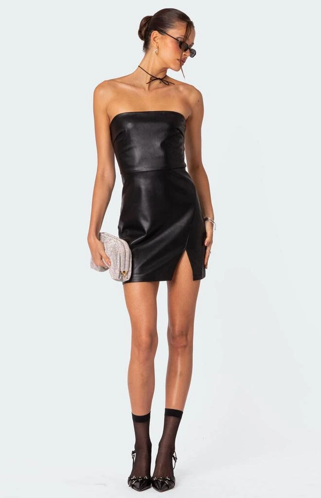 Edikted Moon Sign Faux Leather Mini Dress 5