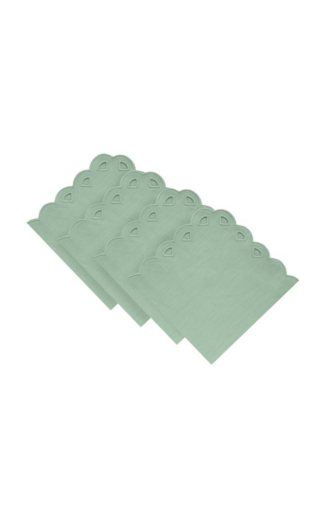 MoDA Moda Domus - Set-of-Four Handcrafted Linen Napkins - Green - Moda Operandi