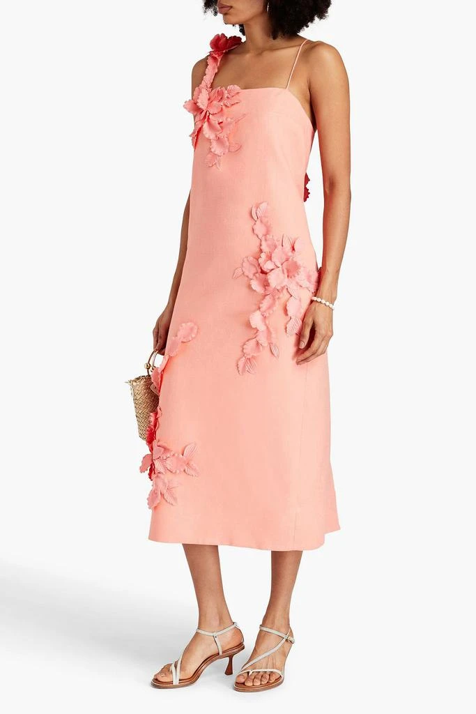Zimmermann Floral-appliquéd linen midi dress 2