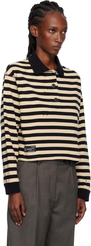 mfpen Black 
Beige Cropped Fractured Polo