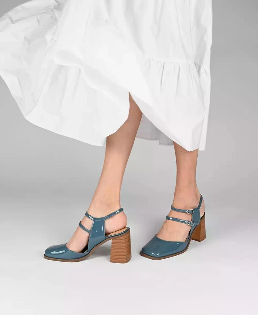 Journee Collection Women's Caisey Double Strap Square Toe Block Heel Pumps 8