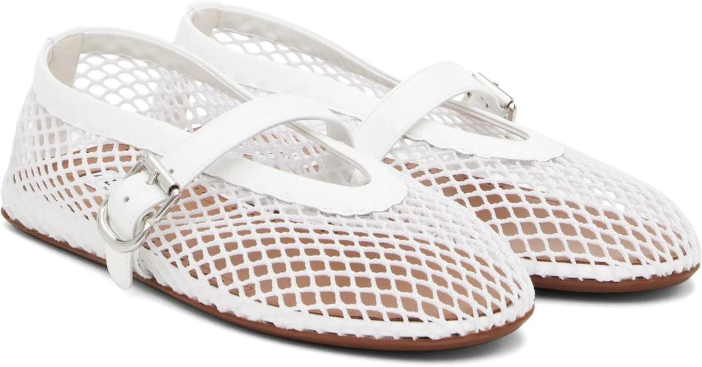 Alaïa White Fishnet Ballerina Flats 4