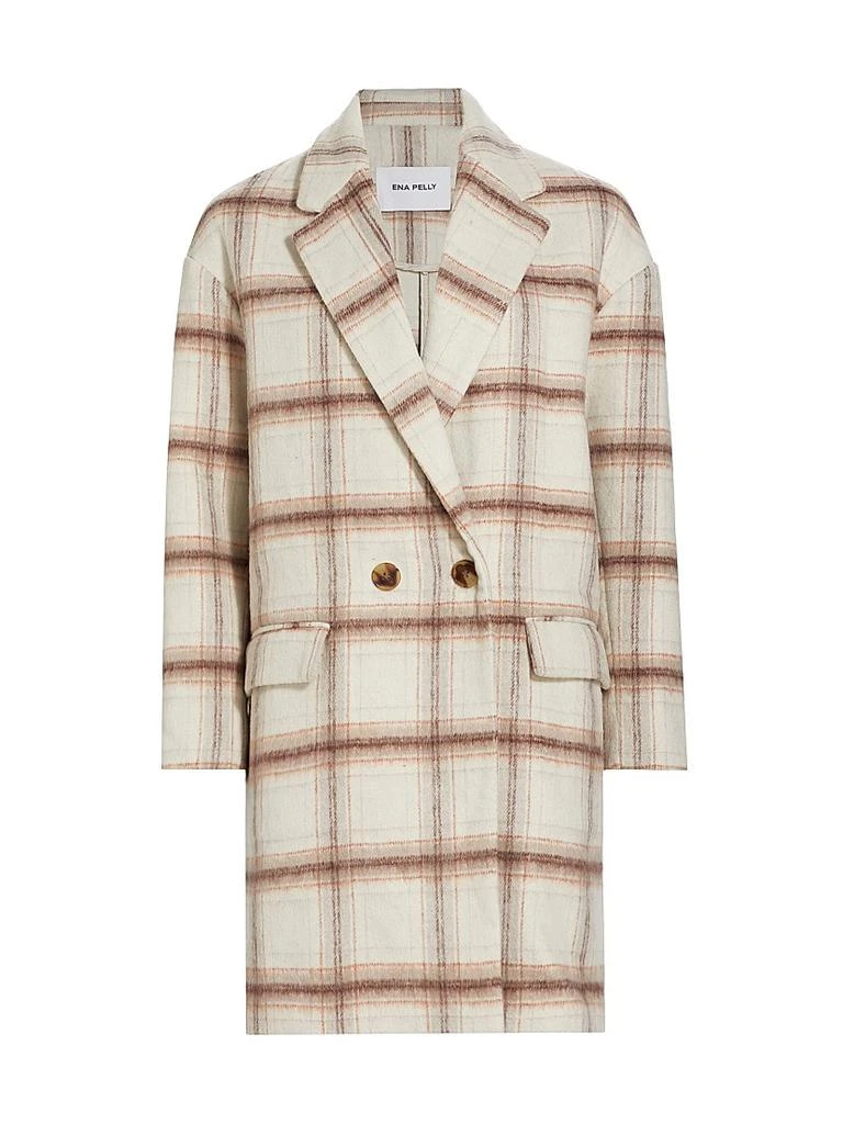 Ena Pelly Plaid Wool-Blend Oversized Double-Breasted Coat