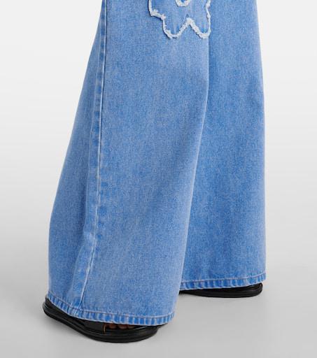 【MARNI】 Patch-applique wide-leg jeans Marni Patch-appliqué wide-leg jeans - Jeans - Save Extra 10