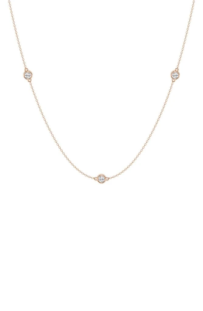 Badgley Mischka 14K Gold Round Cut Lab-Created Diamond Station Chain Necklace - 1.4ct 1