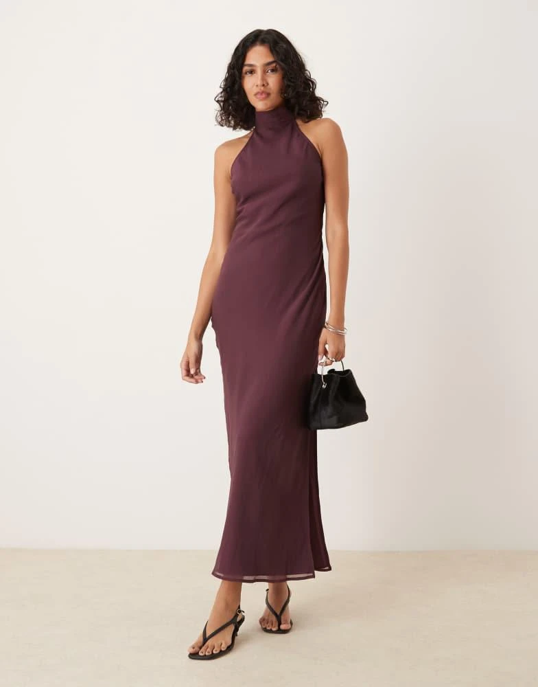 ASOS ASOS DESIGN chiffon high neck midi dress in grape - Dresses & Skirts