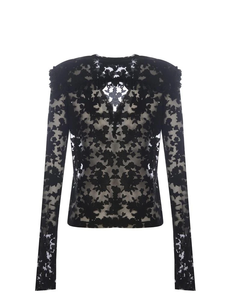 PHILOSOPHY di LORENZO SERAFINI Philosophy Di Lorenzo Serafini Floral-Motif V-Neck Semi-Sheer Blouse 2