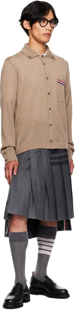 Thom Browne Beige Merino Wool Jersey Stitch Long Sleeve Shirt 4